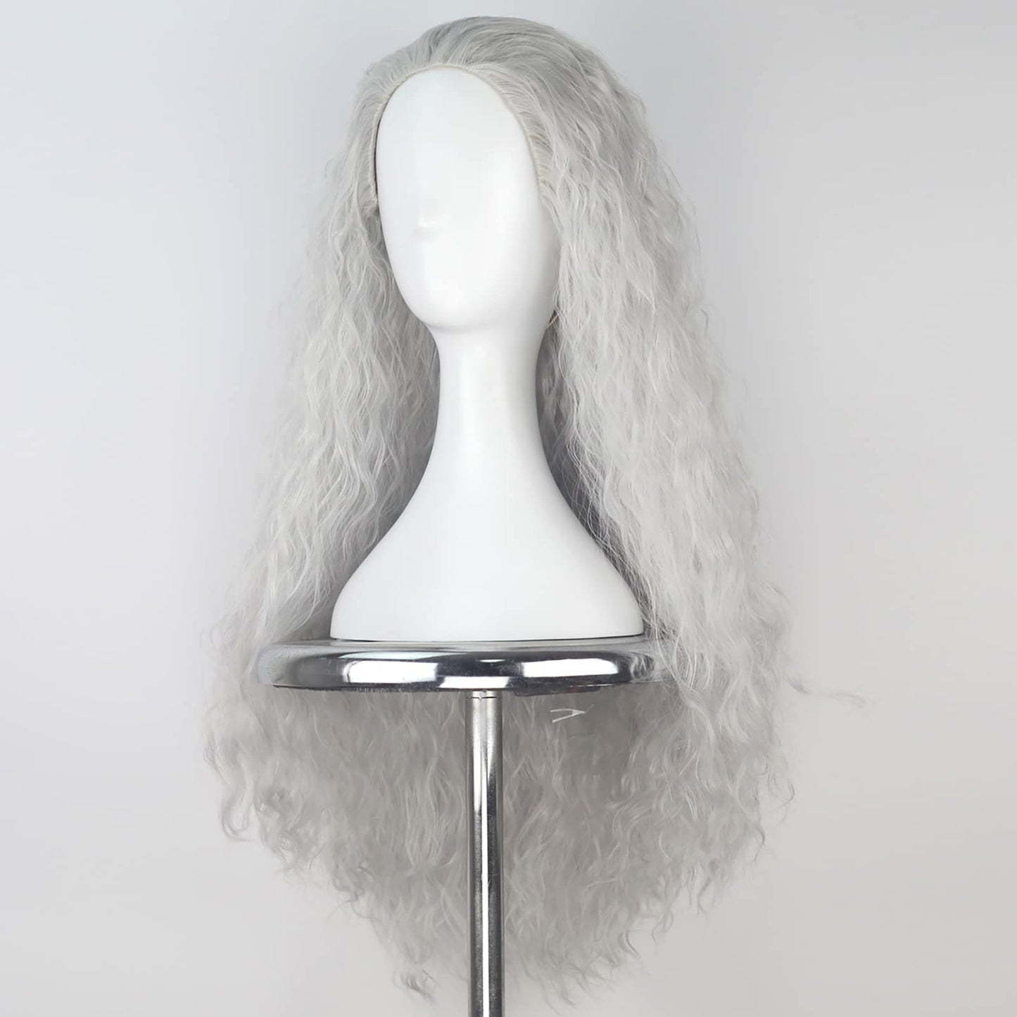 Yan Dream Long Silvery Old Lady Wig – Granny Witch Cosplay Hair for Women (Halloween)