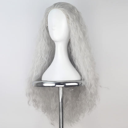 Yan Dream Long Silvery Old Lady Wig – Granny Witch Cosplay Hair for Women (Halloween)