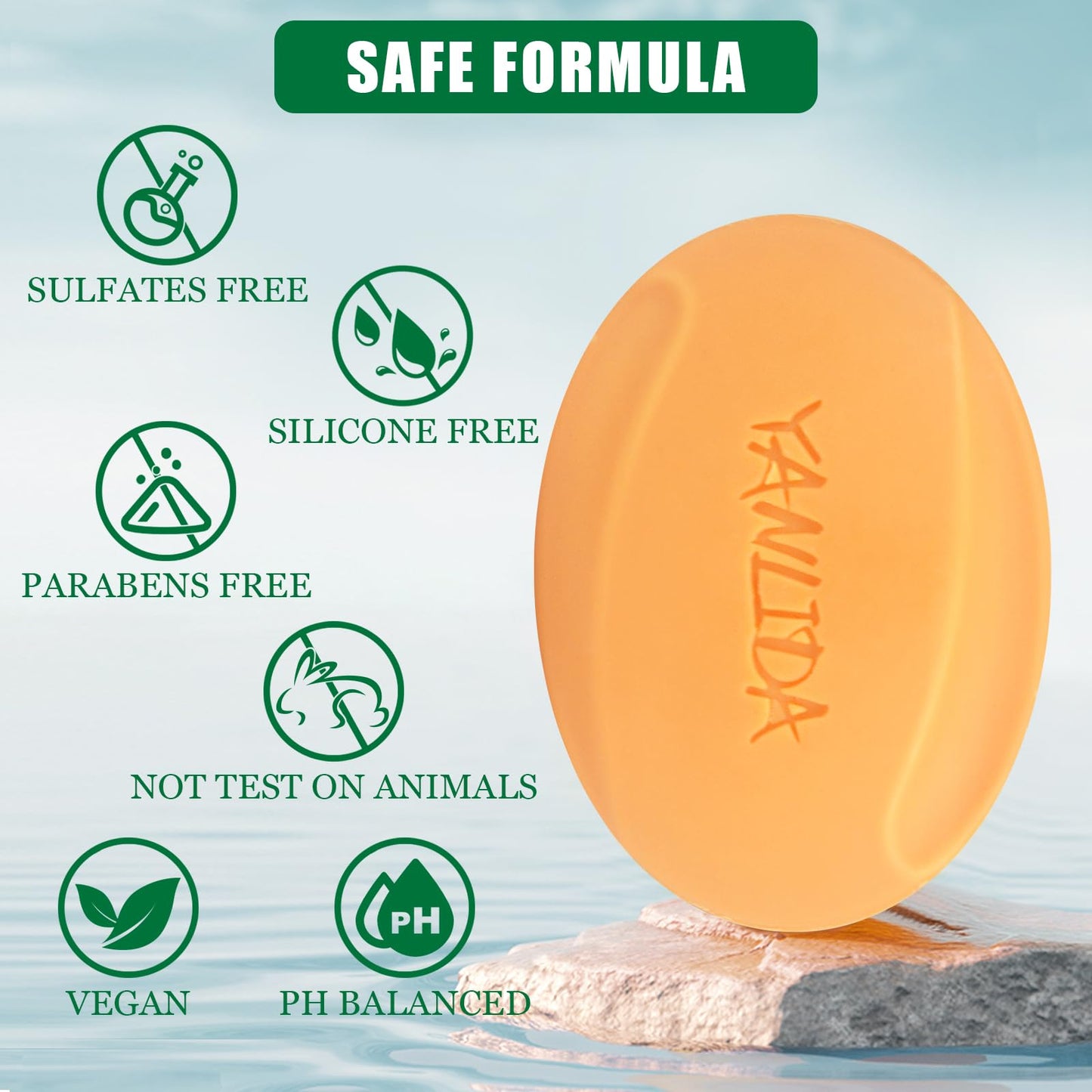YANLIDA Solid Shampoo Bar 2-In-1 Citrus for All Hair Types | 2 x 3 oz