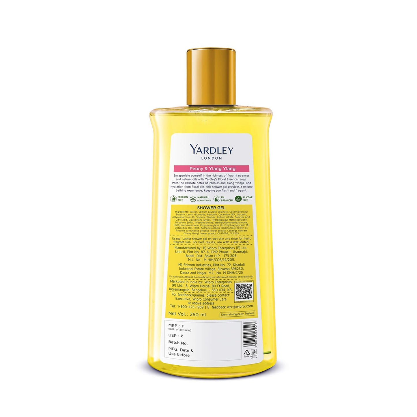 Yardley London Floral Essence Shower Gel – Peony & Ylang Ylang, 250ml