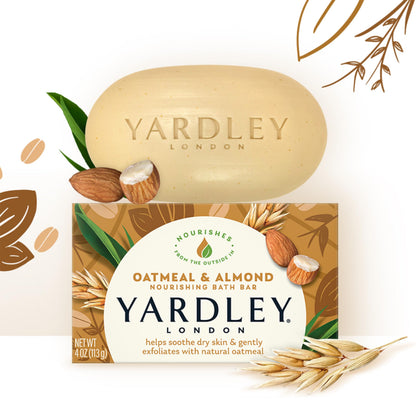 Yardley London Moisturizing Bar – Oatmeal & Almond, Natural Oats (4.0 oz) Pack of 6