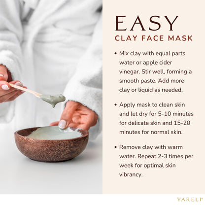 YARELI Bentonite Clay Powder Facial Mask & Cleansing Bath, Pure Indian Healing Clay, 2lb (32oz)