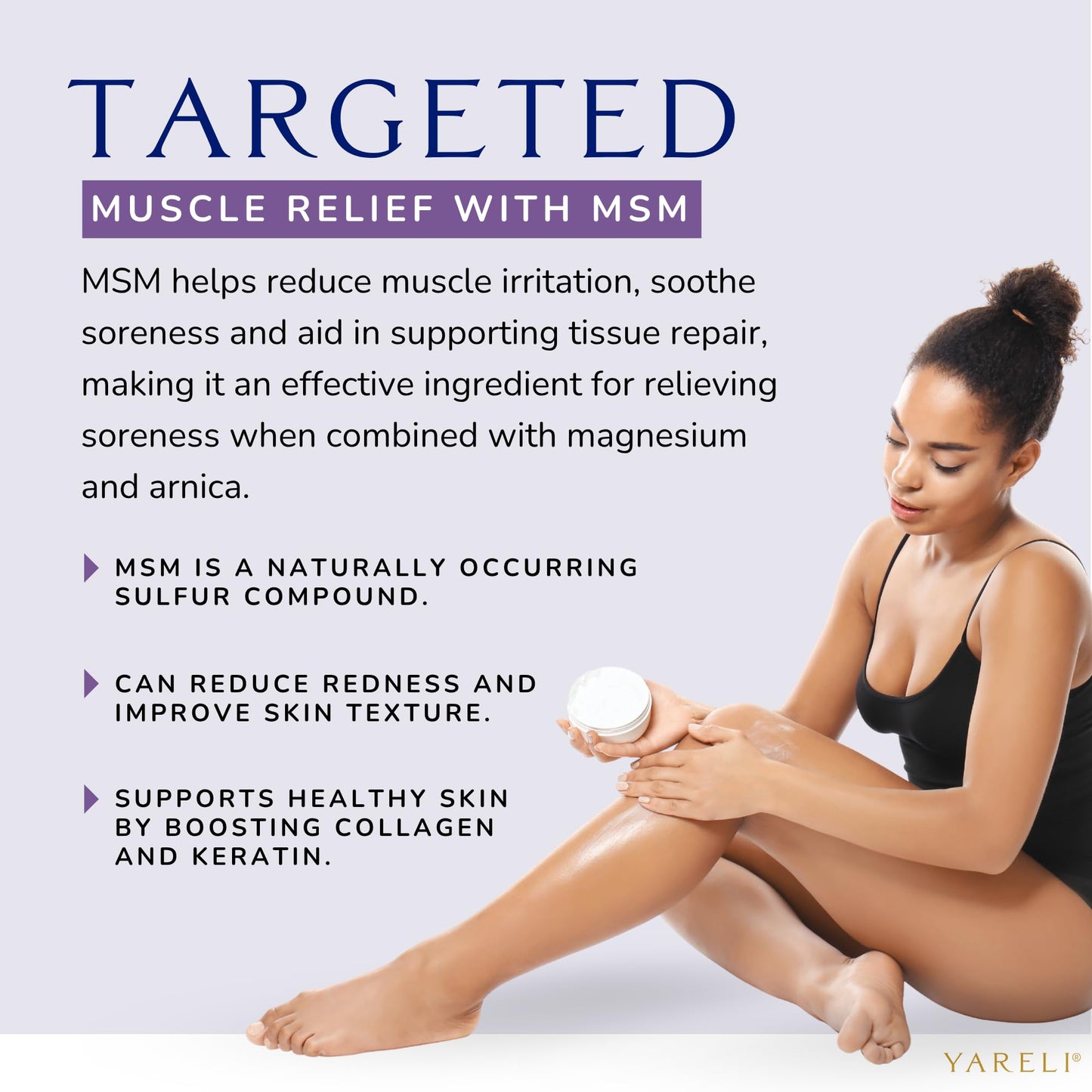 YARELI Magnesium Cream for Pain & Sleep Support – Arnica, MSM, Lavender, 4 oz