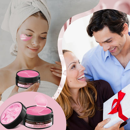 Yargkos 2 Packs 60 Pcs Under Eye Patches – 24K Gold + Pink Hydrating Gel Patches