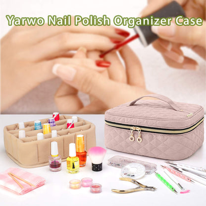 Yarwo Nail Polish Carrying Bag — 24 Bottle Capacity (15ml) Dusty Rose (Bag Only)