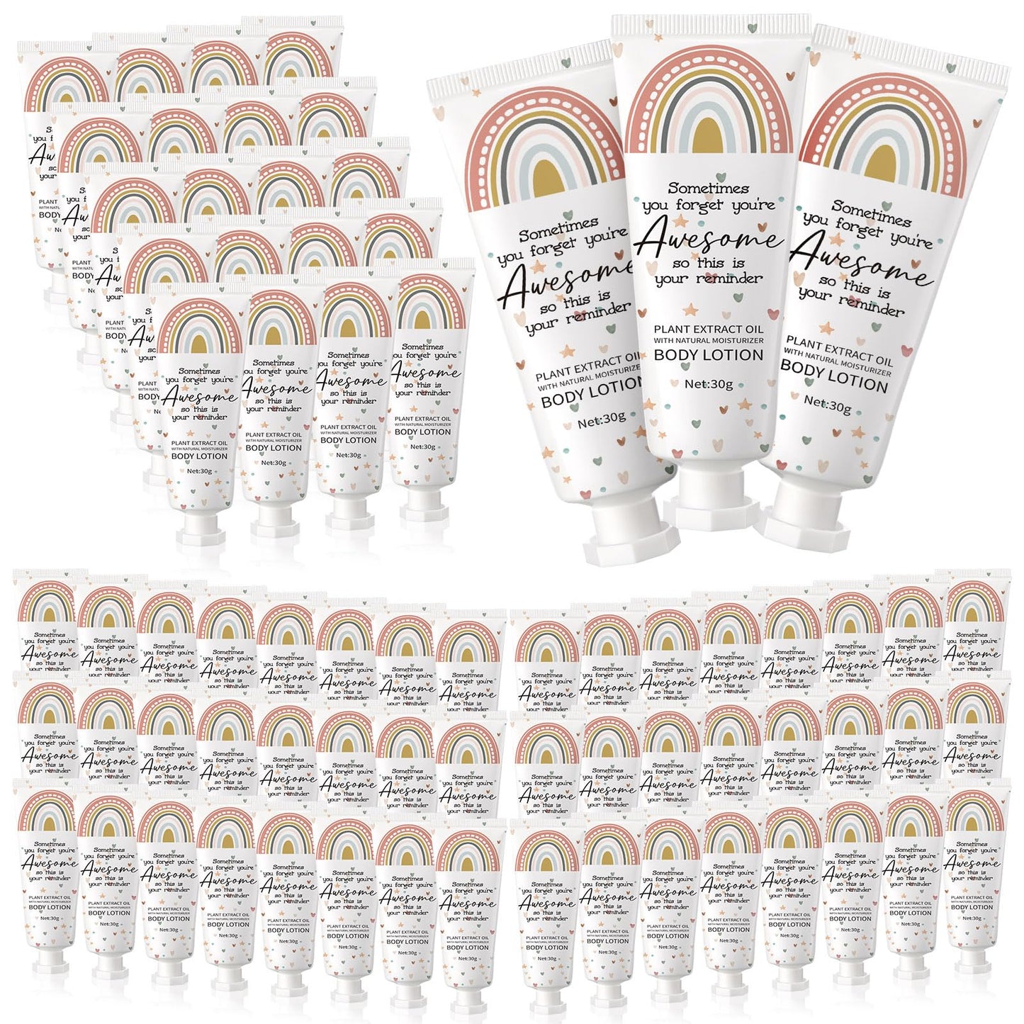 Yaryang 48-Pack Rainbow Boho Thank You Body Lotion Gifts – Travel-Size Office Team Gift Set