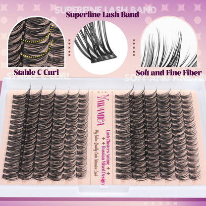 Yawamica Natural Lash Clusters Kit – Wispy DIY Lash Extensions (10-18mm) with Glue & Tweezers