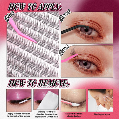 Yawamica Natural Lash Extension Kit – Wispy 9-11mm Clusters, 180pcs with Bond & Seal