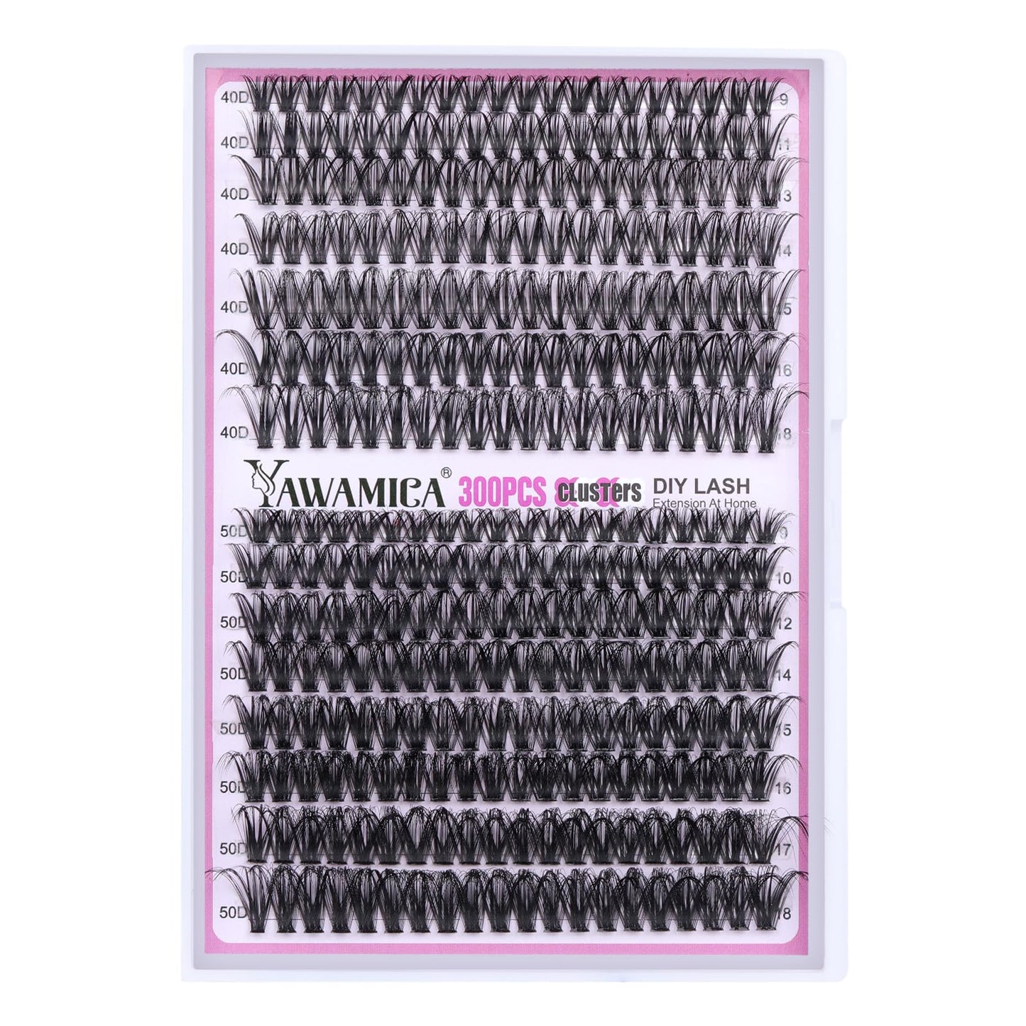 Yawamica DIY Lash Extension Kit 300pcs — At-Home Salon-Style Lashes (9-18mm, 40D/50D)