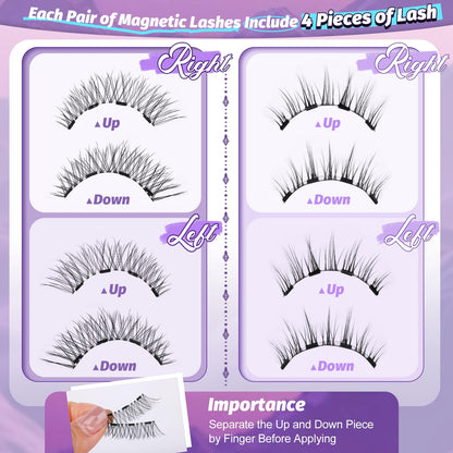 Yawamica Magnetic Eyelashes – 2 Styles, No Glue, 4-Magnet Technology, Reusable with Applicator