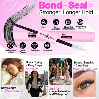 Yawamica Lash Clusters Kit 320pcs — DIY D-Curl Lashes 9-16mm with Bond, Seal & Tools