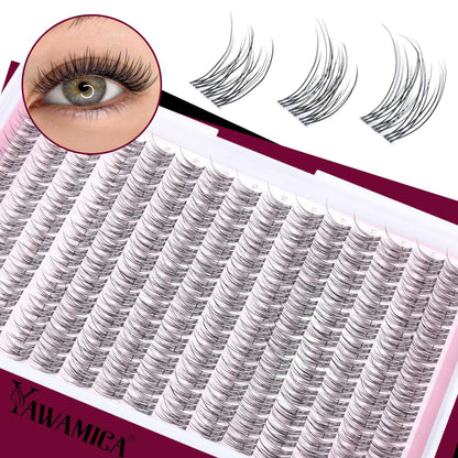 Yawamica Natural Lash Extension Kit – Wispy 9-11mm Clusters, 180pcs with Bond & Seal