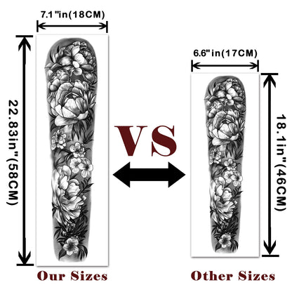 Yazhiji 46-Sheet Full Arm Temporary Tattoos for Women – Realistic Floral Sleeve (Peony, Bird, Daisy, Rose, Chrysanthemum)