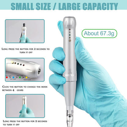 YBEAUTY Eyebrow Tattoo Wired Machine Kit – Corded Micropigmentation Pen with 15 Cartridges (Snow)