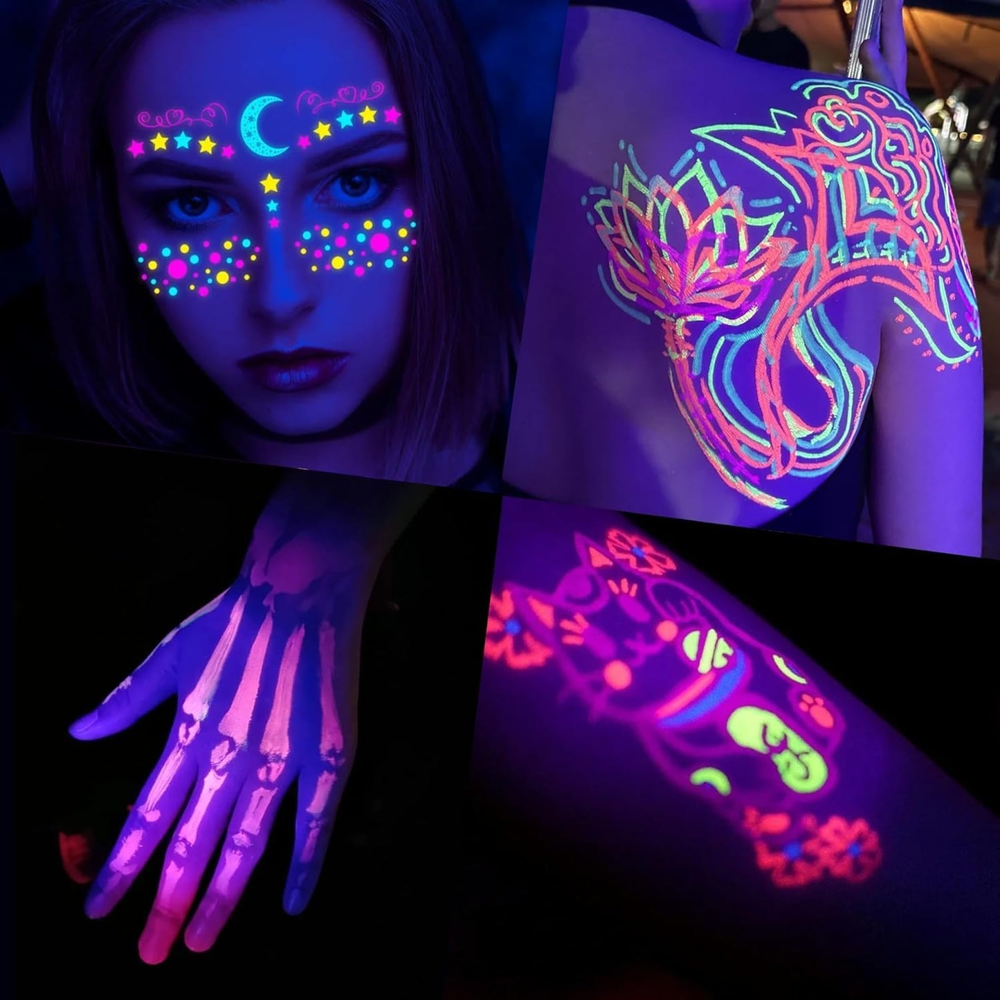 Ybeauty 16 Color Tattoo Ink Set – 16x 15ml Fluorescent UV Glow Inks for Halloween & Cosplay