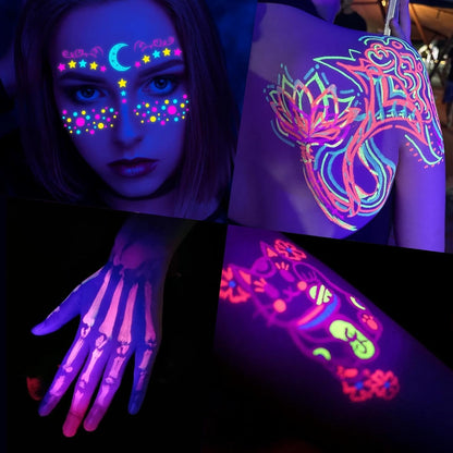 Ybeauty UV Tattoo Ink Set – 8-Color Glow Fluorescent Inks (5ml Each)