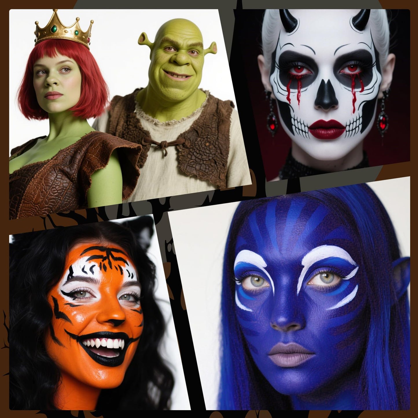 YBUETE Black White Red Face & Body Paint Stick Set with Translucent Setting Powder – SFX Makeup for Halloween & Cosplay