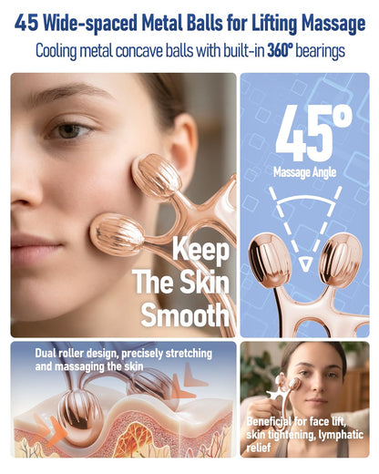 Yeamon 3-in-1 Gua Sha Set – Rose Gold Roller & Comb for Facial Contouring