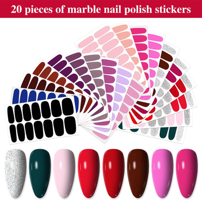 YECIRALA 20 Sheets Gel Nail Strips with File Set – Mix Colors
