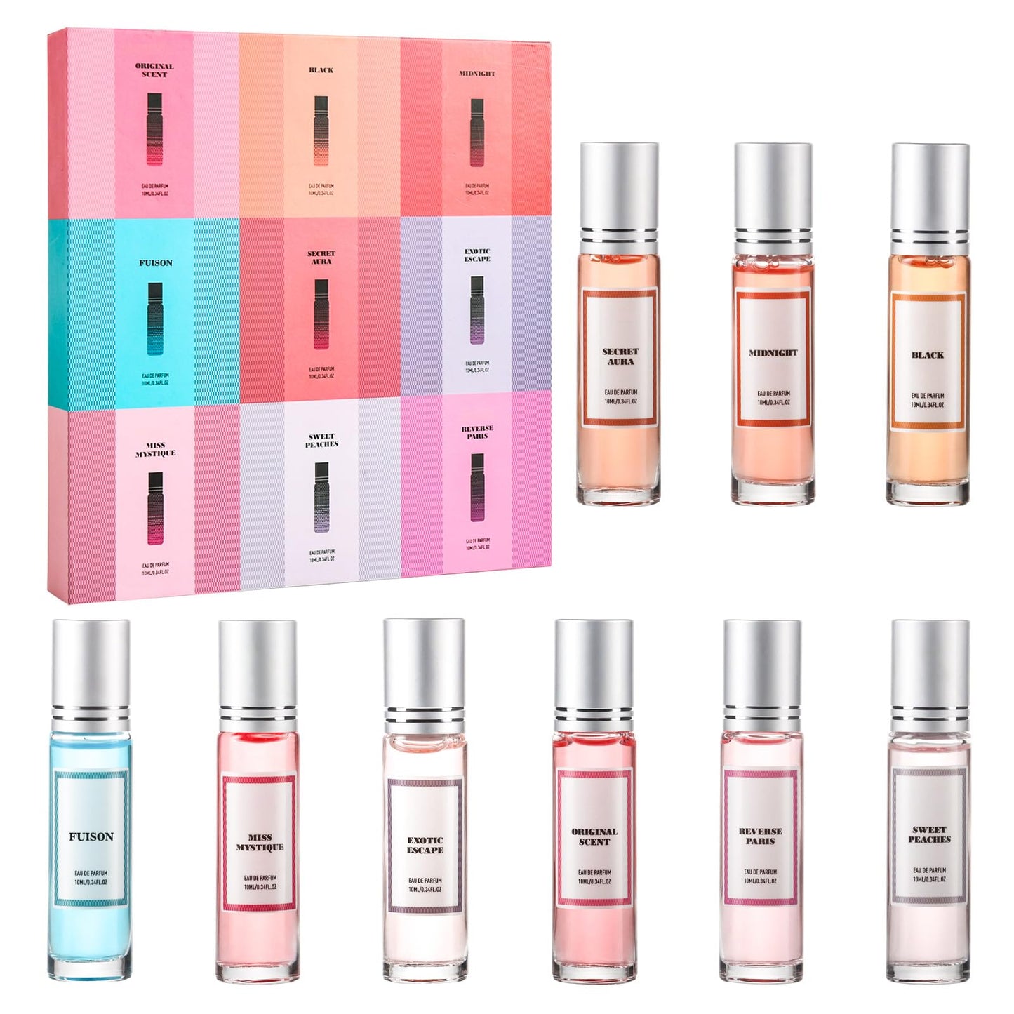 YeJammarp Pheromone Perfume Gift Set for Women — 9 Roll-On Oils with Citrus, Jasmine, Amber & Musk