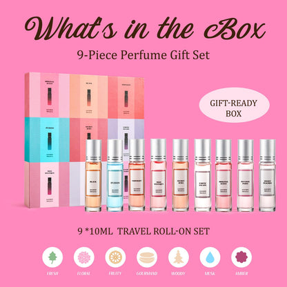 YeJammarp Pheromone Perfume Gift Set for Women — 9 Roll-On Oils with Citrus, Jasmine, Amber & Musk