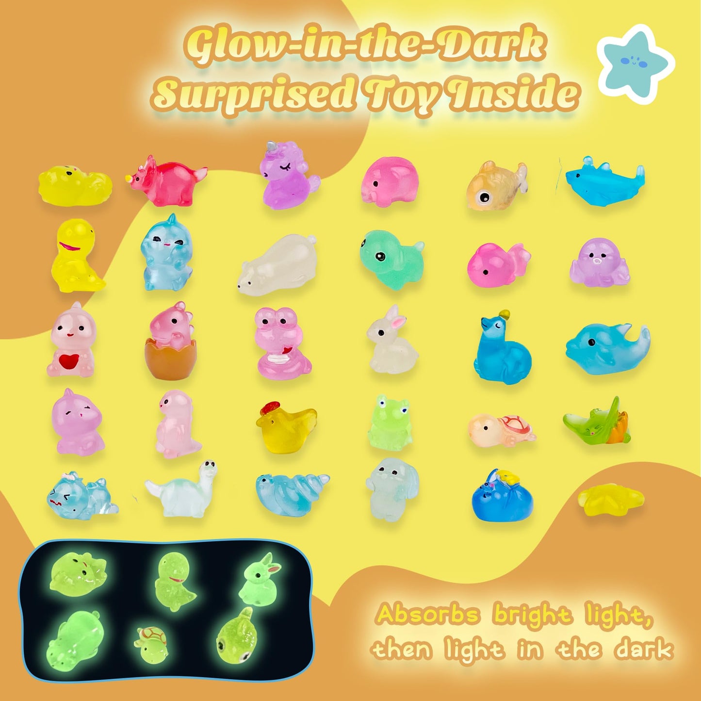 Yekery Glow-in-the-Dark Toy Bath Bombs for Kids – 30 Pcs, Natural & Organic