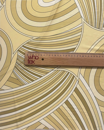 Yellow Retro Geometric Abstract Print Fabric by the Metre