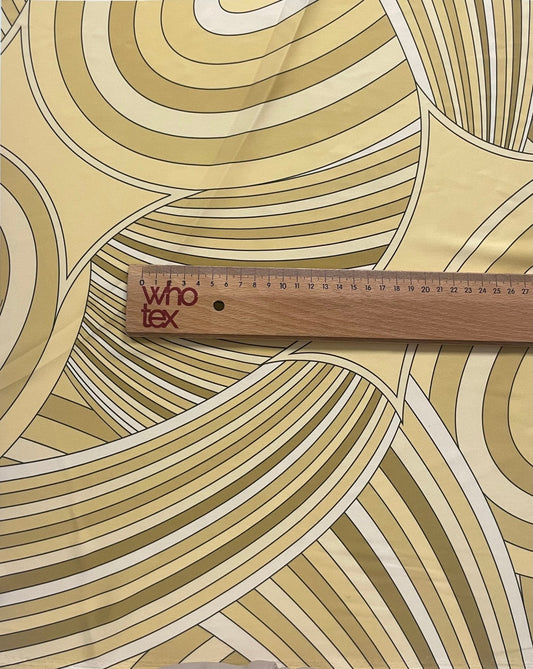 Yellow Retro Geometric Abstract Print Fabric by the Metre