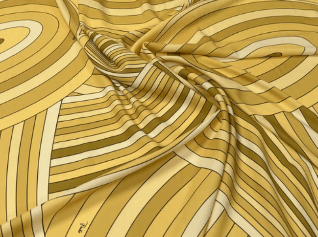 Yellow Retro Geometric Abstract Print Fabric by the Metre
