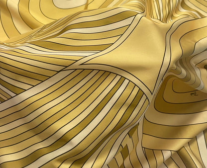 Yellow Retro Geometric Abstract Print Fabric by the Metre