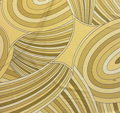 Yellow Retro Geometric Abstract Print Fabric by the Metre