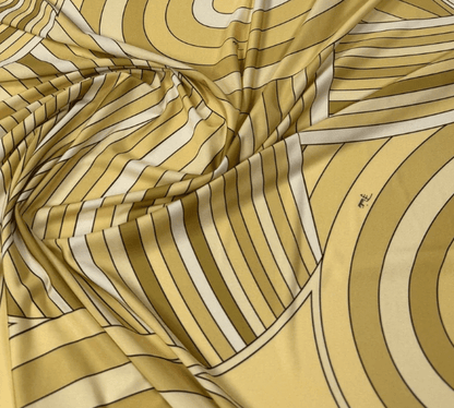 Yellow Retro Geometric Abstract Print Fabric by the Metre