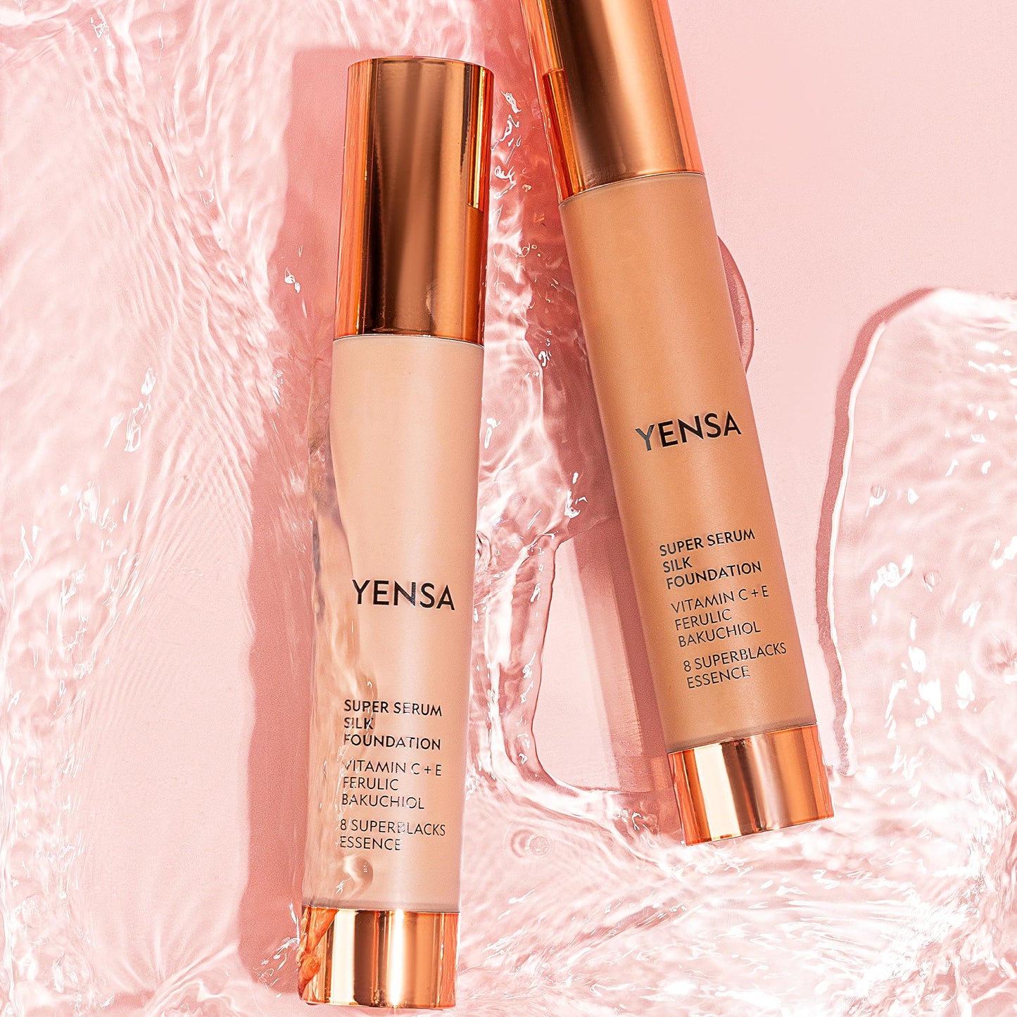 YENSA Serum Foundation Deep 3 — Super Silk Full Coverage with Peptides, Vitamin C & Ferulic Acid