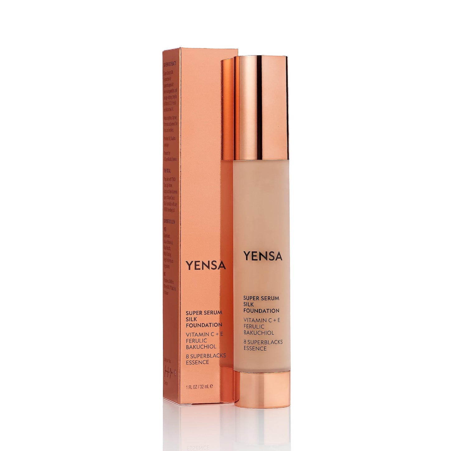 YENSA Serum Foundation Makeup – Super Silk Full Coverage with Peptides, Vitamin C & Ferulic Acid | Fair 3 (1 oz)