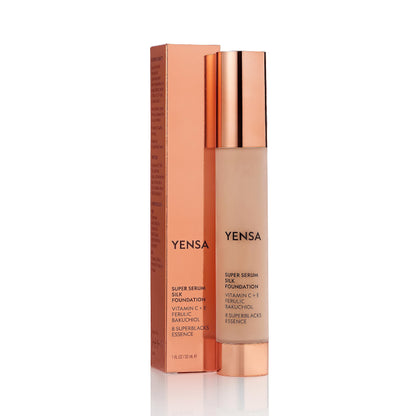 YENSA Serum Foundation Makeup - Super Silk Full Coverage with Peptides & Vitamin C (Light 1, 1 oz)