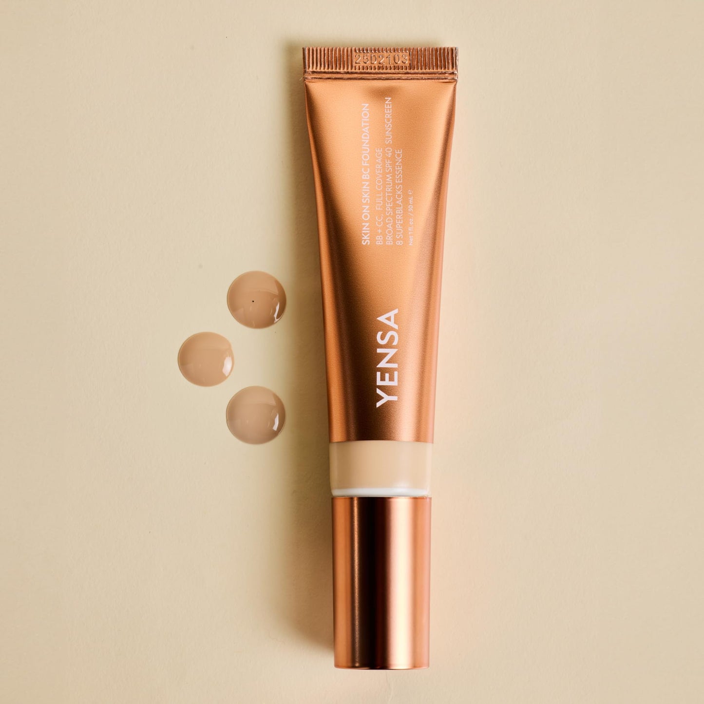 YENSA Skin on Skin BC Foundation Makeup | SPF 40, Hyaluronic Acid & 8 SuperBlacks — Fair Cool