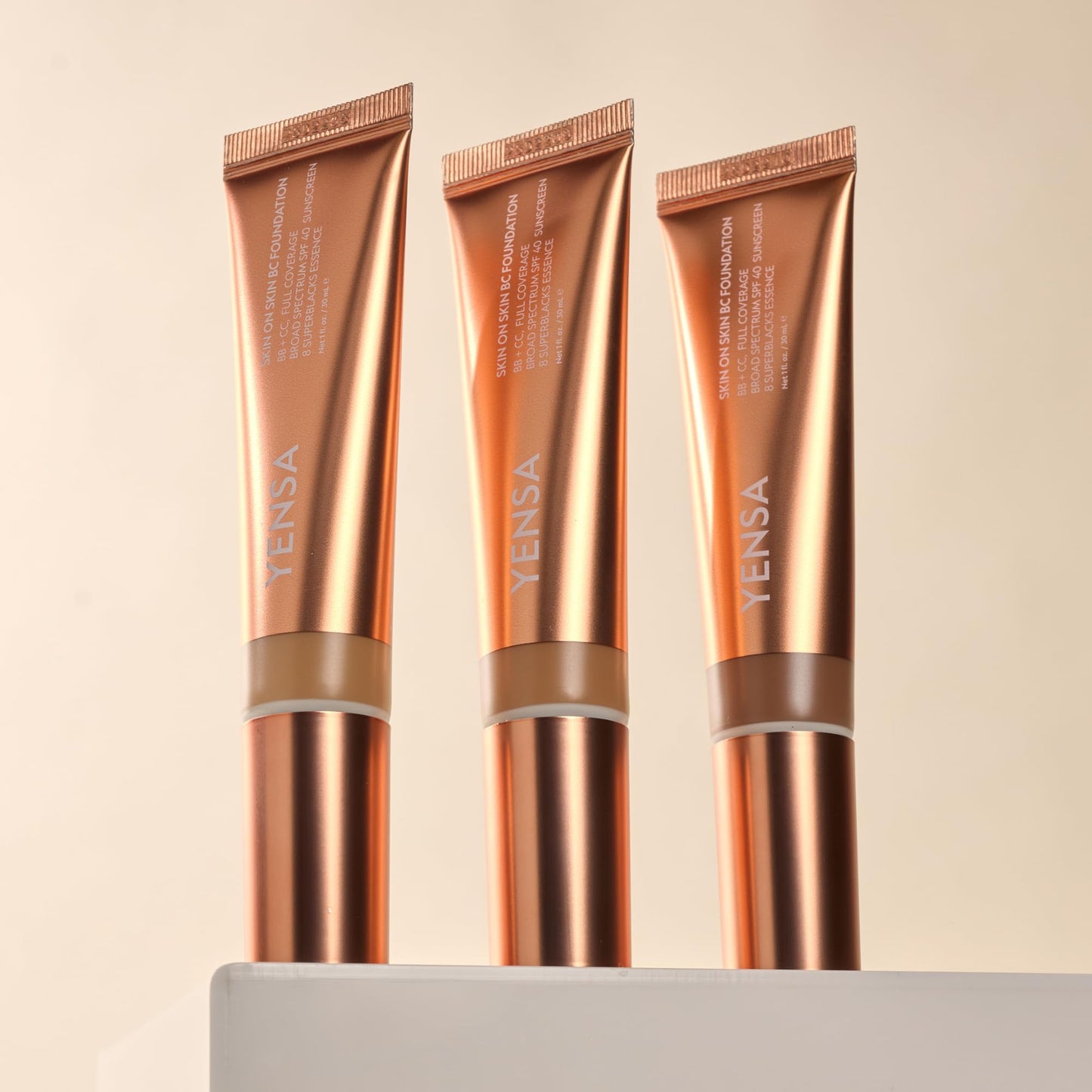 YENSA Skin on Skin BC Foundation MakeUp — Buildable Full Coverage with SPF 40 (Deep Warm)