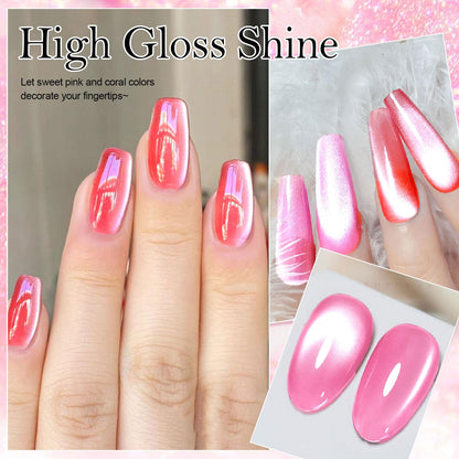 YEPYEPGO Glass Cat Eye Gel Nail Polish Set – 12 Colors with Magnetic Stick for Cat Eye Effects
