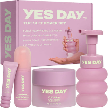 YES DAY The Sleepover Set – Teen Skincare Kit for Ages 10+ | Cleanser, Moisturizer, Hydrating Mist & Lip Mask