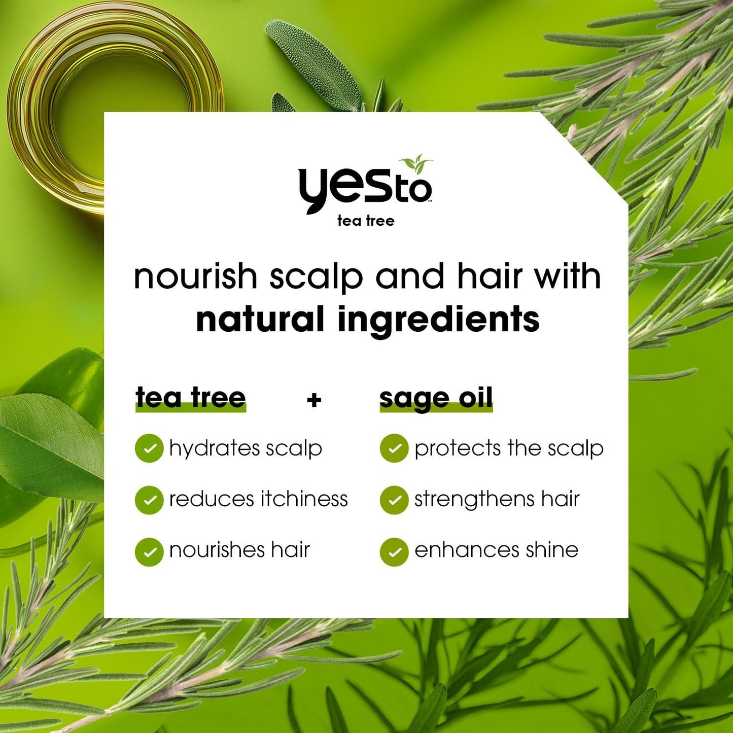 Yes To Tea Tree & Sage Oil Shampoo & Conditioner – Soothes Dry Scalp, Vegan & Cruelty-Free
