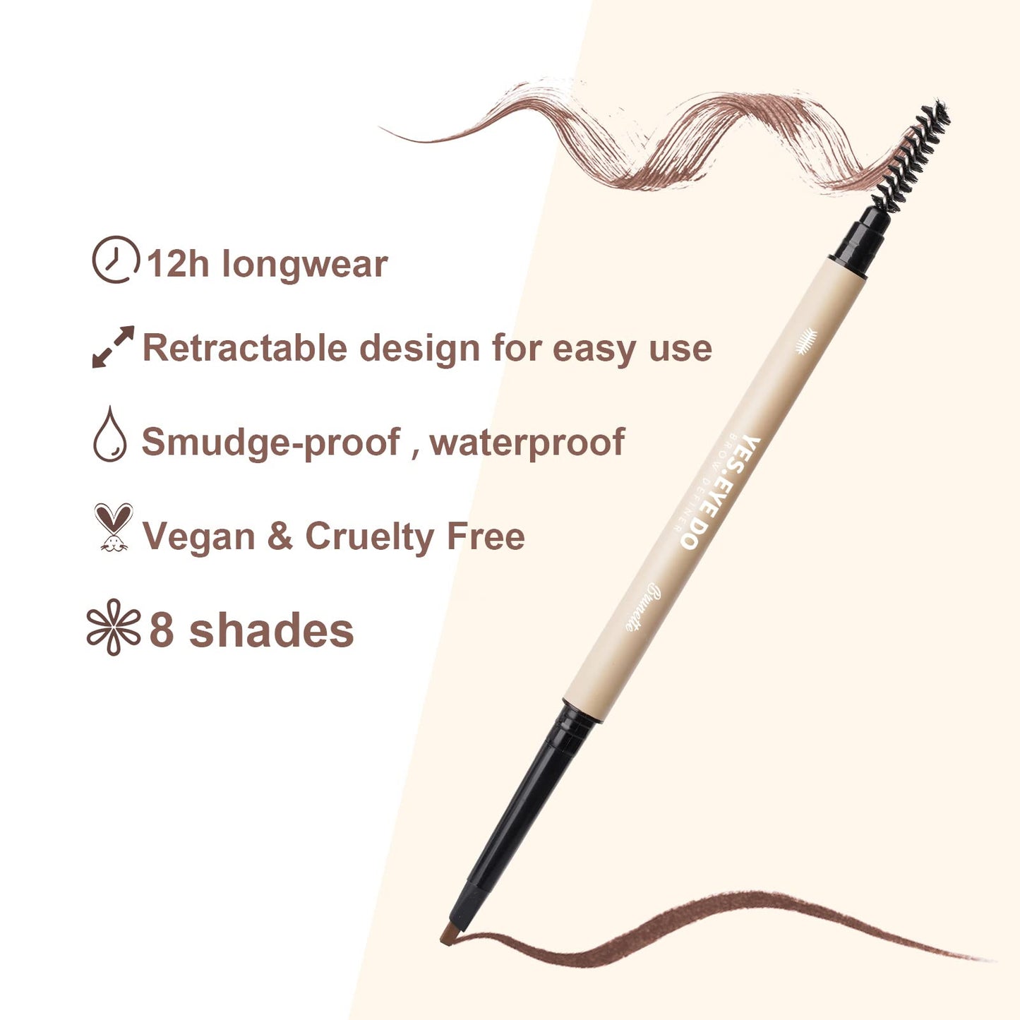 YES.EYE DO Taupe Eyebrow Pencil — Ultra-Fine, Dual-Ended, Waterproof, 8 Colors