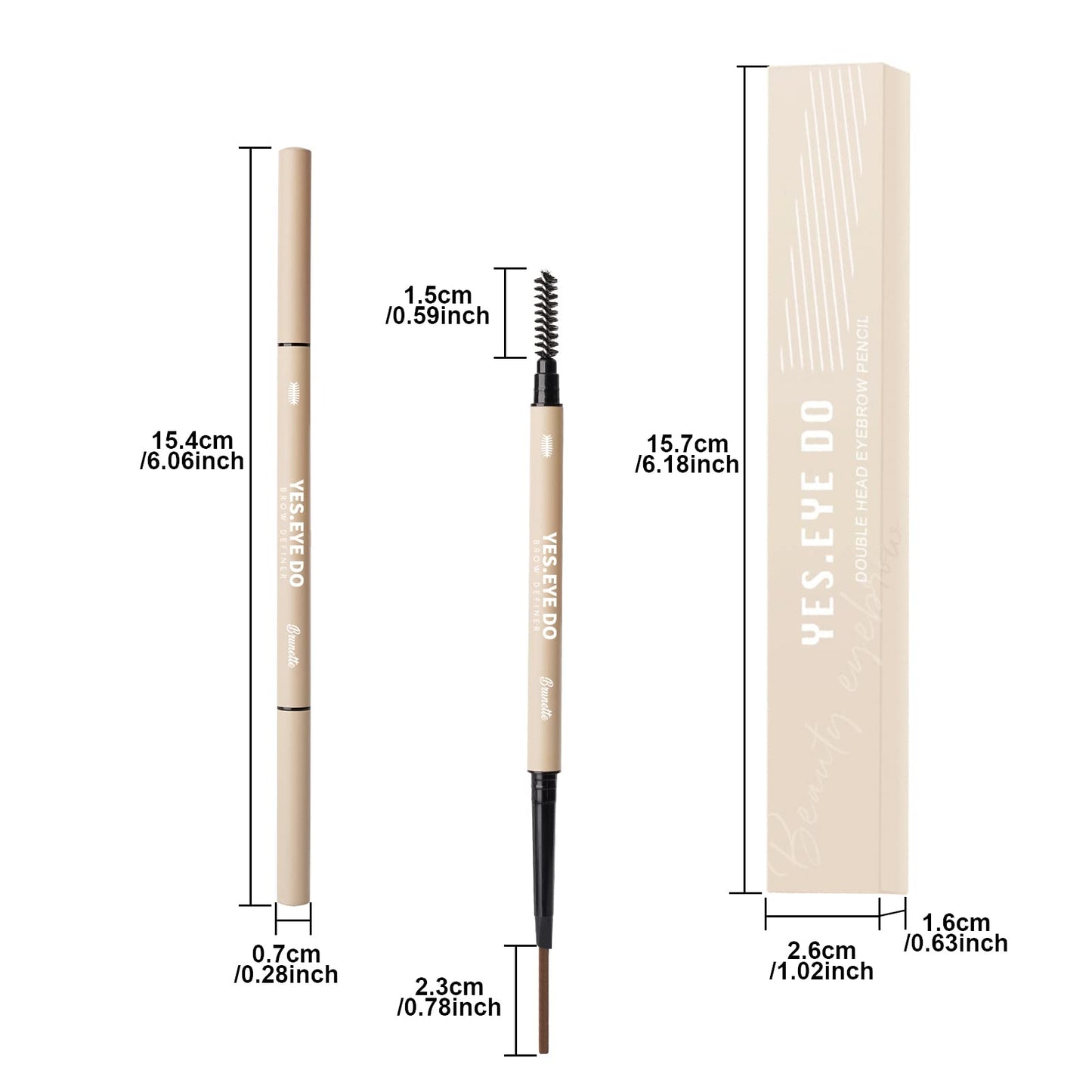 YES.EYE DO Eyebrow Pencil Deep Brown – Dual-Ended Waterproof Brow Pen with Hair-Like Strokes (Chocolate)