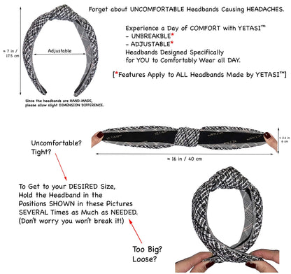 YETASI Black Denim Top Knot Headband for Women – Chic, Comfortable Denim Hair Accessory