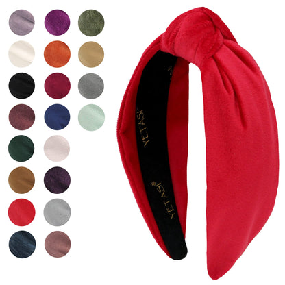 YETASI Christmas Headbands for Women – Non-Slip Red Velvet Knotted Band, All-Day Comfort