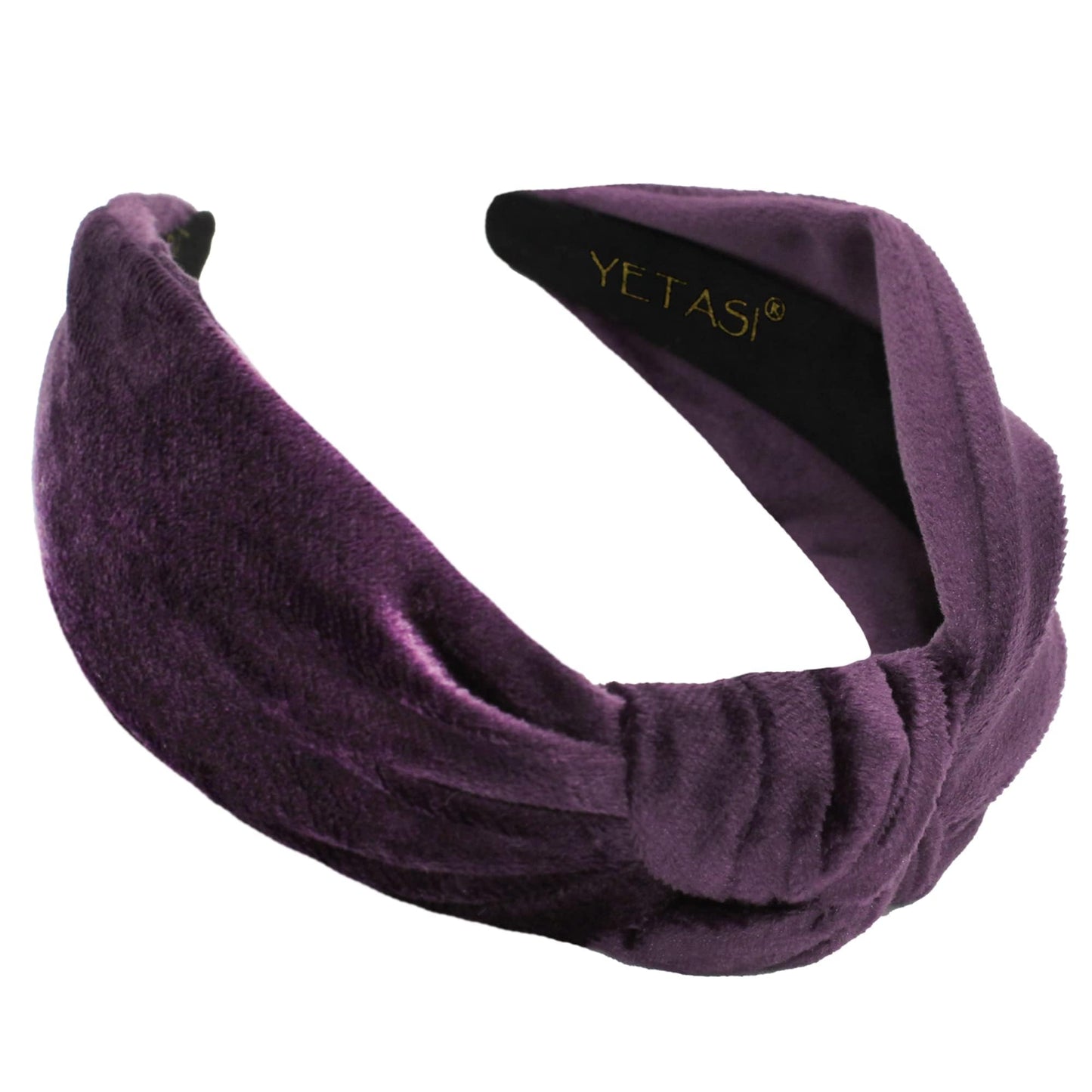 YETASI Royal Purple Velvet Knotted Headband – Trendy One-Size Top Knot Accessory