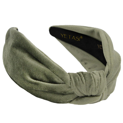 YETASI Sage Green Velvet Knotted Headband for Women | Trendy Top Knot Hair Accessory