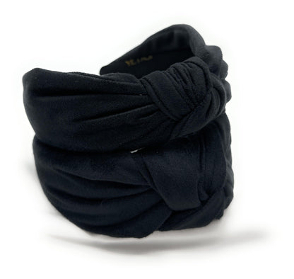 YETASI Chunky Black Velvet Knotted Headband - 2.5-Inch Non-Slip Accessory for Women