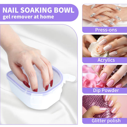 YGQQOY Nail Soaking Bowl Kit — 2x Acetone-Proof Bowls, Cuticle Oil, Buffers & Tools for At-Home Manicures