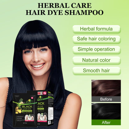 Yiciani Upgraded 10 PCS Black Hair Dye Shampoo – 4-in-1 Natural Plant Formula for Men & Women