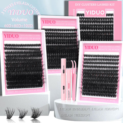 YIDUO Volume Lashes Cluster Kit 60D+80D+100D – 696Pcs DIY Lash Extensions